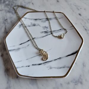 Gold Iguana Cutout Mini Charm Pendant Necklace 16" Chain